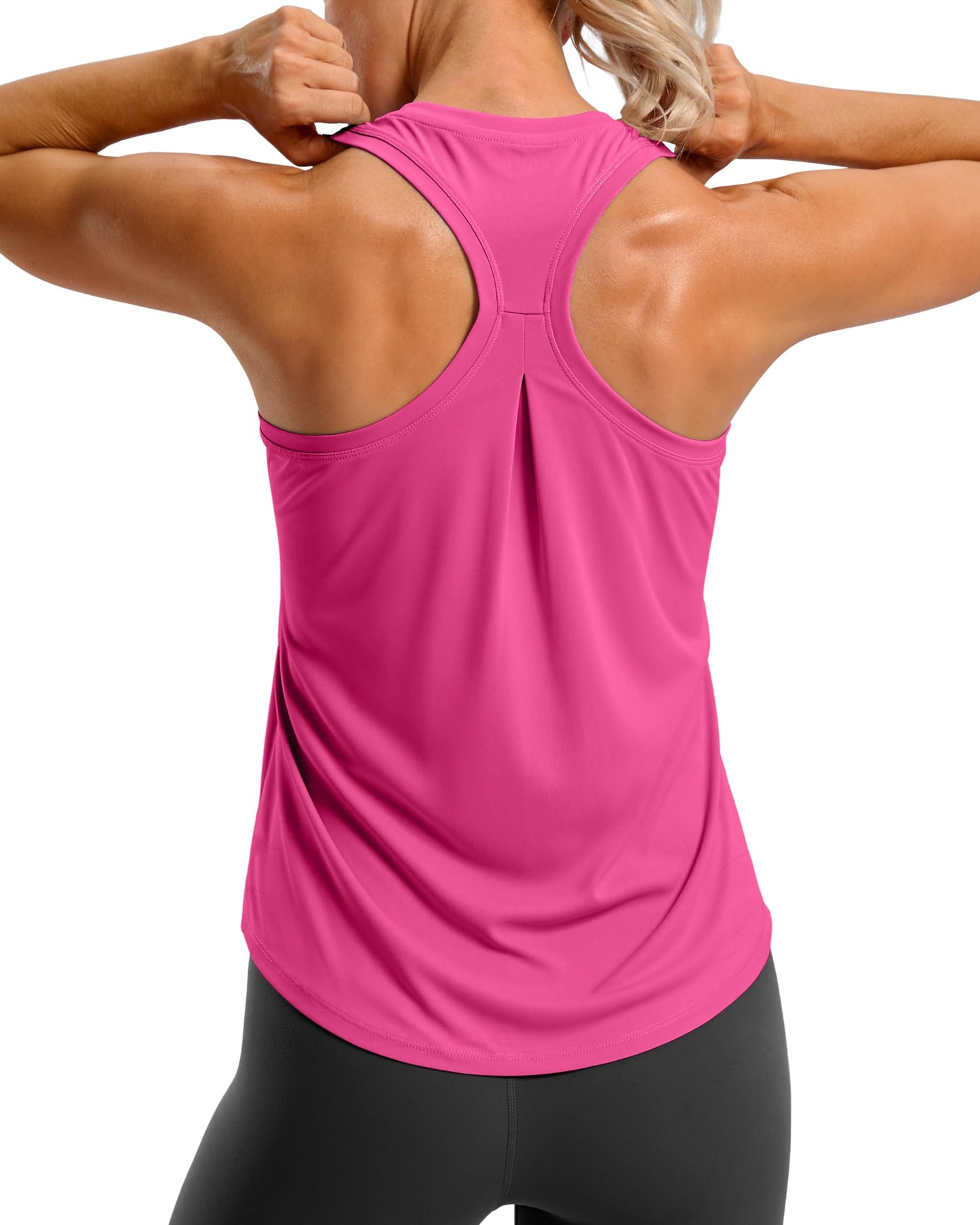 G Gradual Women's Workout Tank Tops Racerback Athletic Yoga Tops Loose Fit Sleeveless Running Gym Sports Shirts for Women(Magenta,XXL)