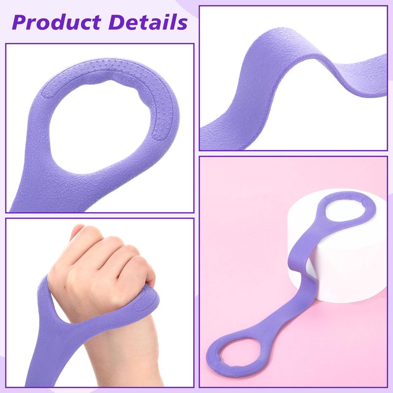 Hiboom 24 Pack Rubber Figure 8 Resistance Bands with Non Slip Handles, Elastic Workout Bands for Arm Back Chest Training, Yoga, Pilates Physical, Home Gym Equipment (Purple)