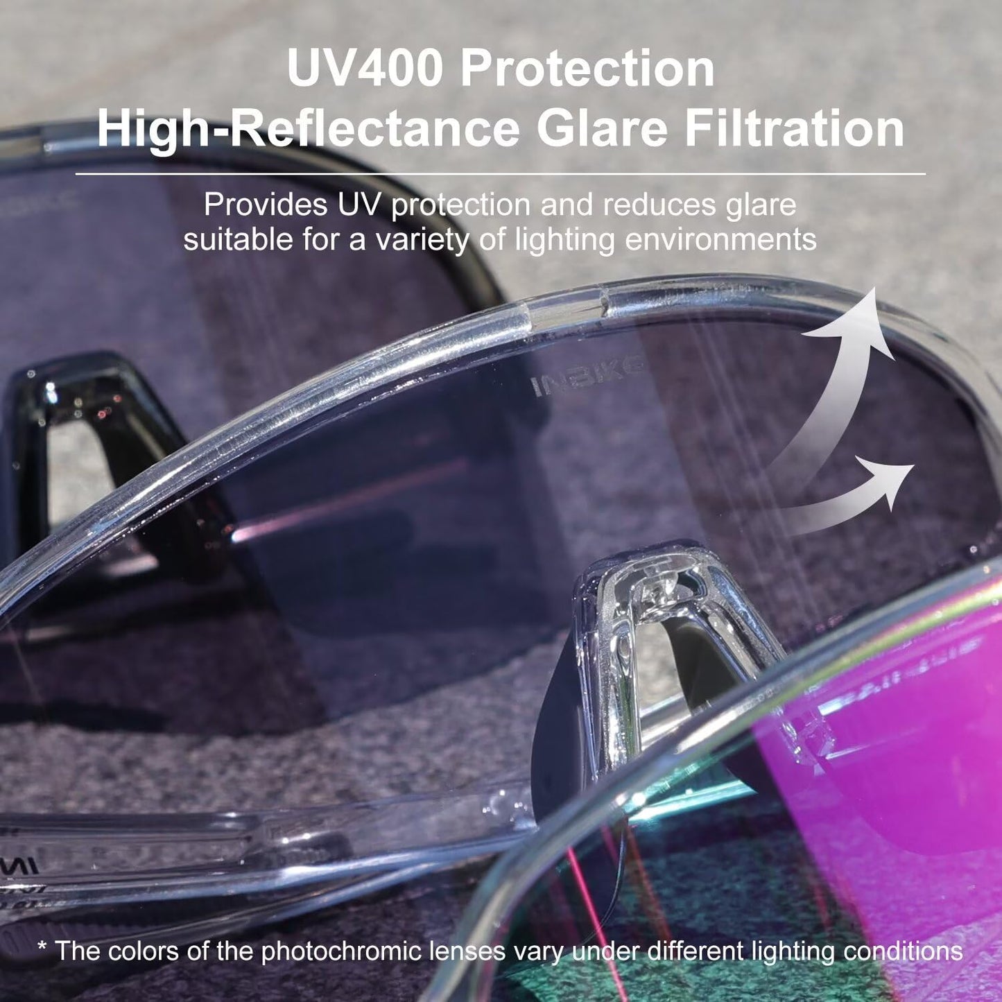 INBIKE Cycling Glasses with Photochromic and Anti-Fog Light Sensitive Bike Sunglasses for Men Women Cycling
