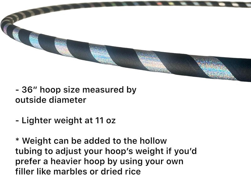 36-Inch Dance Hula Hoop - Lightweight 11 oz | Made in The USA, Black