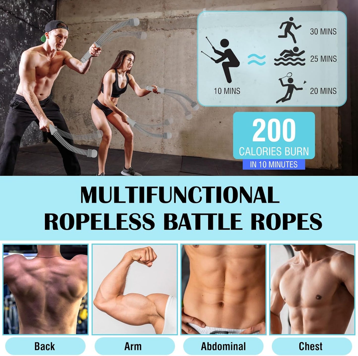 Ropeless Battle Ropes - Adjustable Weighted Rings for Home Gym | Cordless HIIT & Strength Training Equipment
