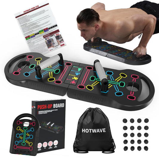 HOTWAVE Push Up Board, Portable PushUp Board, Foldable 20 in 1 Push Up Bar