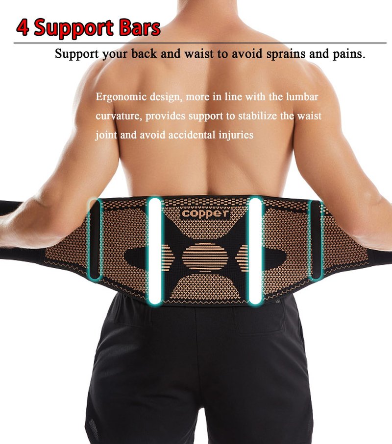 FVVWVV Breathable Lower Back Brace with 4 Stays, Plus Size Lumbar Support Belt for Back Pain Relief with Removable Compression Straps, Back Braces for Herniated Disc, Sciatica,Heavy Lifting