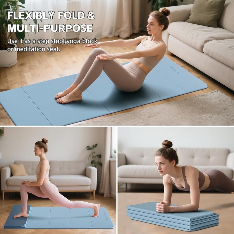 7-Fold Yoga Mat - Compact Non-Slip TPE Folding Exercise Mat | 70"x24", 1/2 Inch Thick, Lightweight for Travel & Home Gym