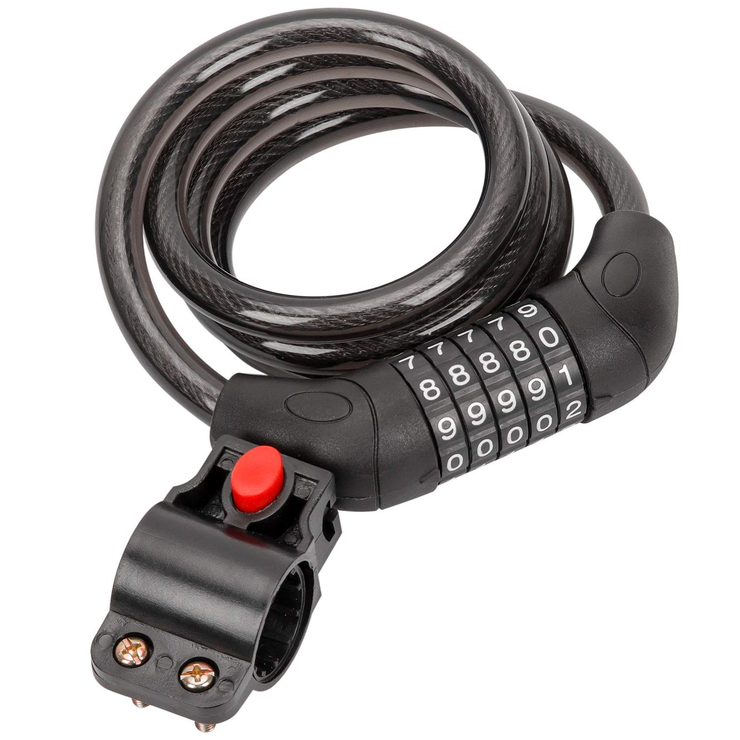 Emoly Bike Lock Cable, High Security 5 Digit Resettable Combination Coiling Bike Cable Lock,Bicycle Cable Lock for Bicycle,Mountain Bike, Scooter Outdoors, 4 Feet x 1.2M, Black