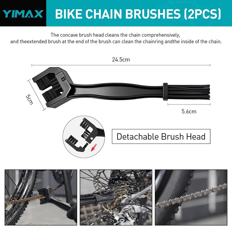 YIMAX Bike Chain Cleaner Set, Bicycle Cleaning Kit Chain Lube and 500ml Cleaning Spray Biodegradable Bike Chain Lubricant with Brushes Cycling Maintenance (Cleaner-410ML)