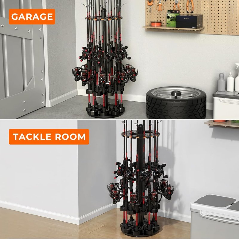 KastKing V16 Fishing Rod Holder - Space-Saving Floor Rack for 16 Rods | Durable ABS Foam Organizer