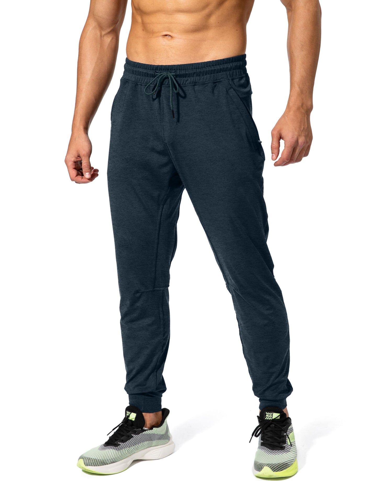 G Gradual Men's Sweatpants with Zipper Pockets Athletic Pants Traning Track Pants Joggers for Men Soccer, Running, Workout(Heathered Cobalt Blue,M)