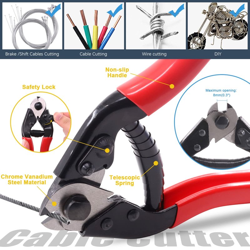 Glarks 73Pcs Bike Brake Cable Housing Kit Including Bicycle Brake Line, V Bike Brake Noodle Cable Guide Pipe and Hose, Bicycle Shifter Cable Housing and Cable Cutter for Road Mountain Bicycle Cycling