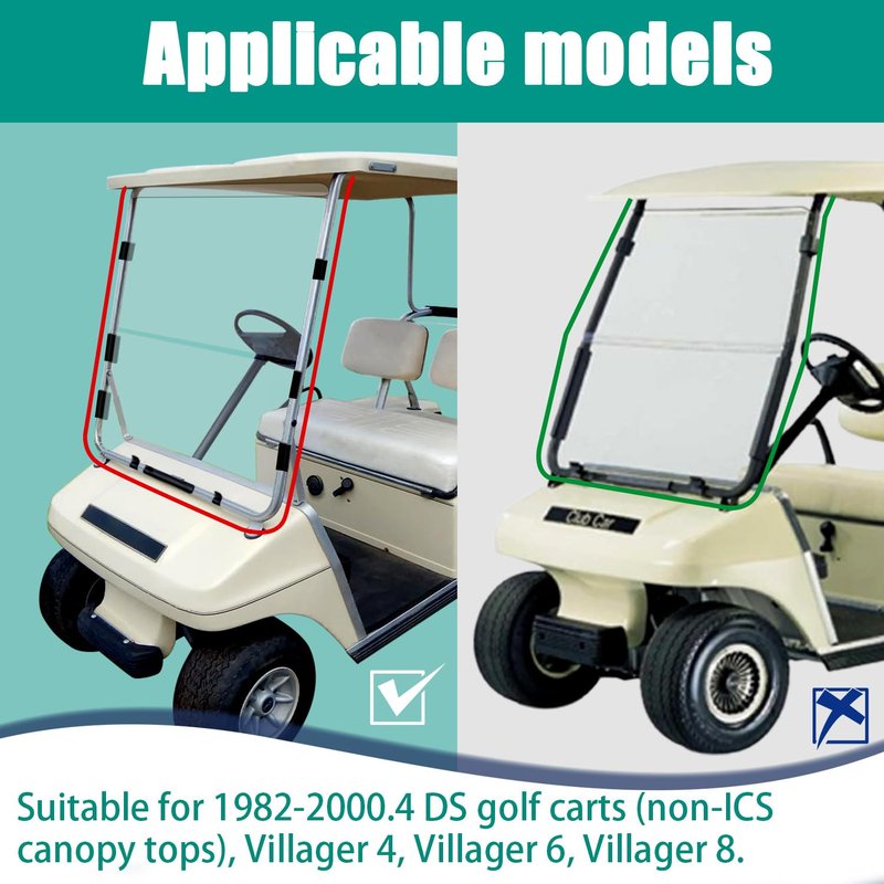 DRIVE UP Golf Cart Windshield Clips, Club Car Windshield Retaining Clips Kit for Club Car DS 1982-2000.4 Golf Carts, DS Windshield Flex Hinge, Sash Clips OEM 102005801, 102005901
