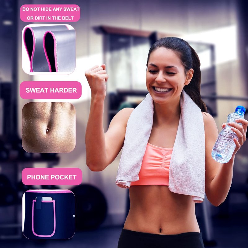 TESETON Waist Trainer for Women Lower Belly Fat, Waist Trimmer for women men, Sweat Belt Plus Size, Sauna Stomach Sweat Band Sport Girdle Belt Abdominal for Fitness 01 Pink M