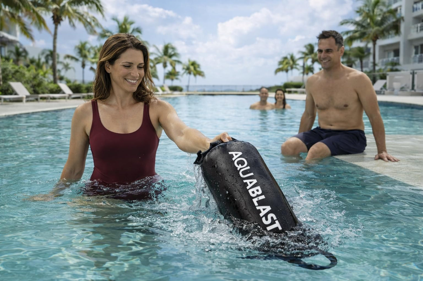 AquaBLAST 20-Liter V2 Water-Filled Fitness & Punching Bag for Swimming Pools, Muscle-Building Aquatic Workouts, Strength Training & Cardio