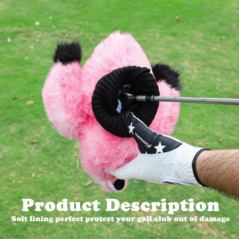 Funny Driver Headcover - Long Neck Plush Funny Golf Club Cover, Animal Flamingo Golf Headcovers for Driver