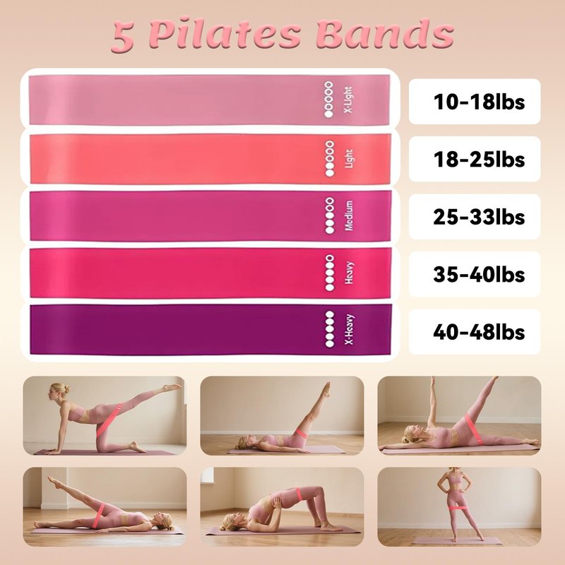 yeklike Pilates Equipment Kit for Women - Home Workout Pilates Set,9.8" Yoga Ball, 5 Resistance Bands, Magic Circle, for Legs, Arms, Thighs, Yoga Set for Beginners-13 Piece Purple