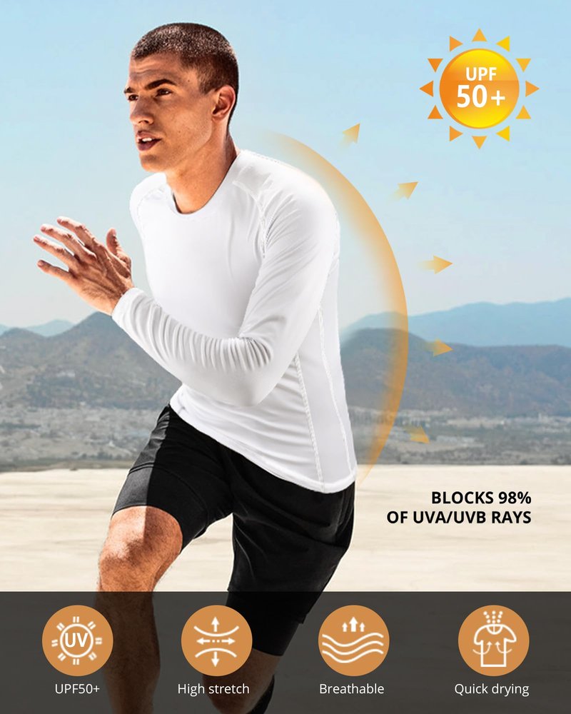 Runhit Compression Shirt Men Long Sleeve Athletic Undershirt Base Layer Cool Dry Workout Sports Running Gym Tops Dark Green M