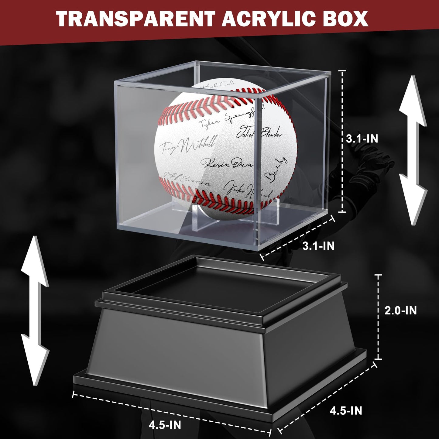 Leffis Baseball Display Case, Baseball Holder Display Case, Acrylic UV Protected Baseball Case for Display, for Autographed Baseball