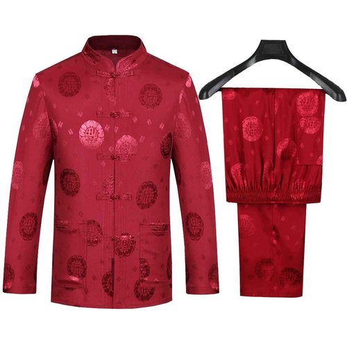 Kung Fu Uniform Mens Chinese Tang Hanfu Martial Arts Clothes Shirt Traditional Uniform Tops Bottoms