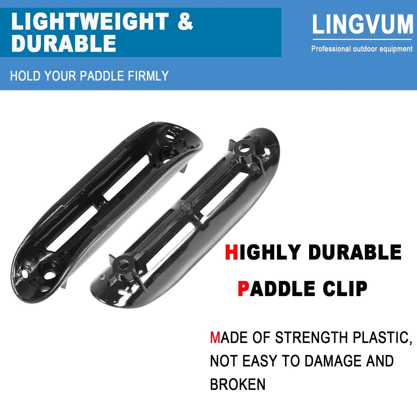 LINGVUM Kayak Paddle Holder Clips (Including Screws), Kayak Accessories, Black (Pack of 2)