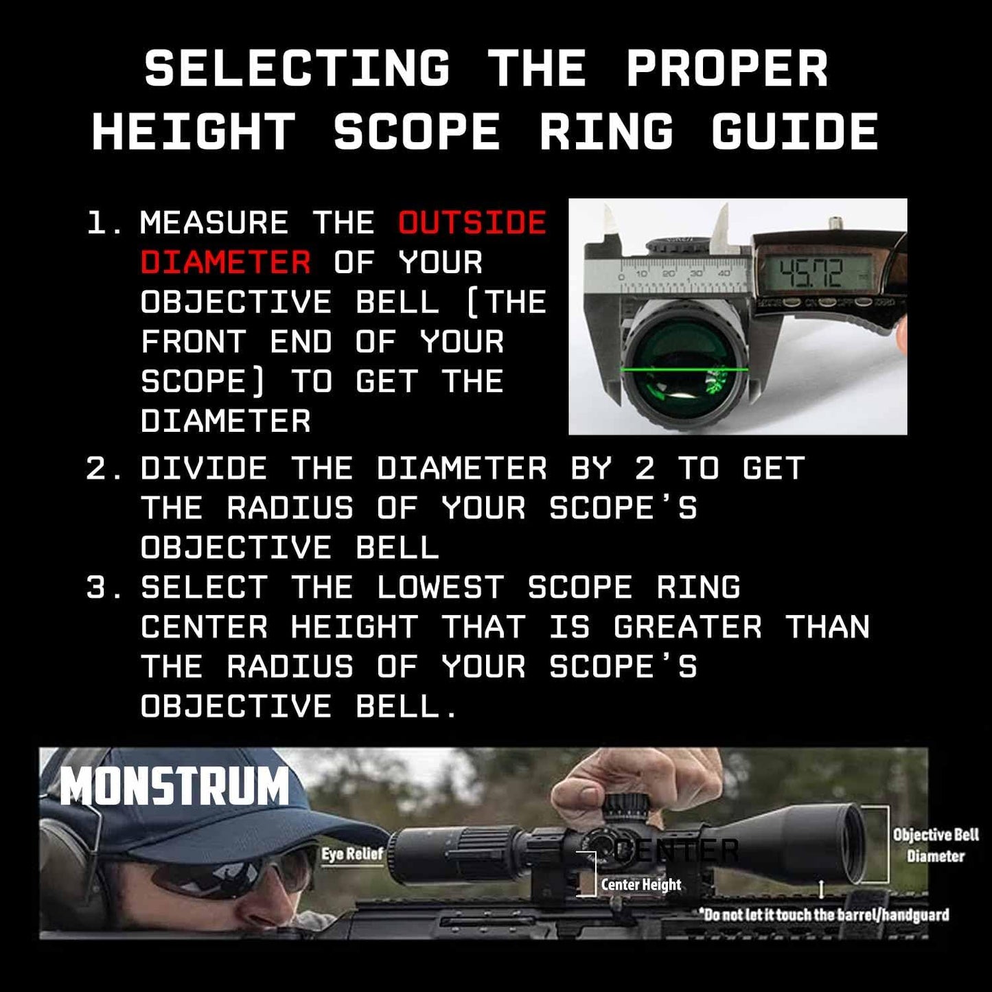 Monstrum Precision Picatinny Scope Rings - 1 Inch Diameter for Secure Mounting