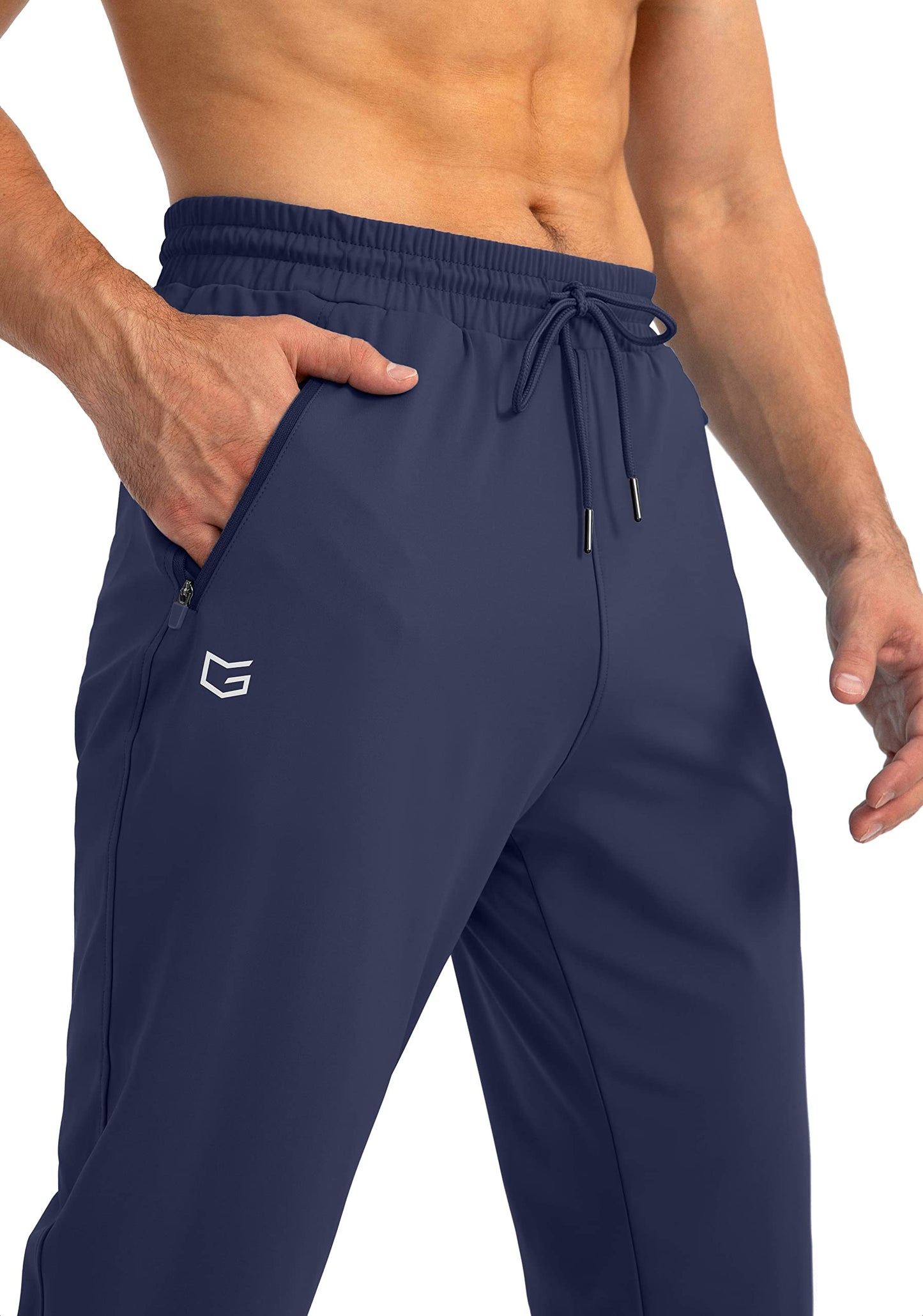 G Gradual Men's Sweatpants with Zipper Pockets Tapered Joggers for Men Athletic Pants for Workout, Jogging, Running (Navy, XX-Large)