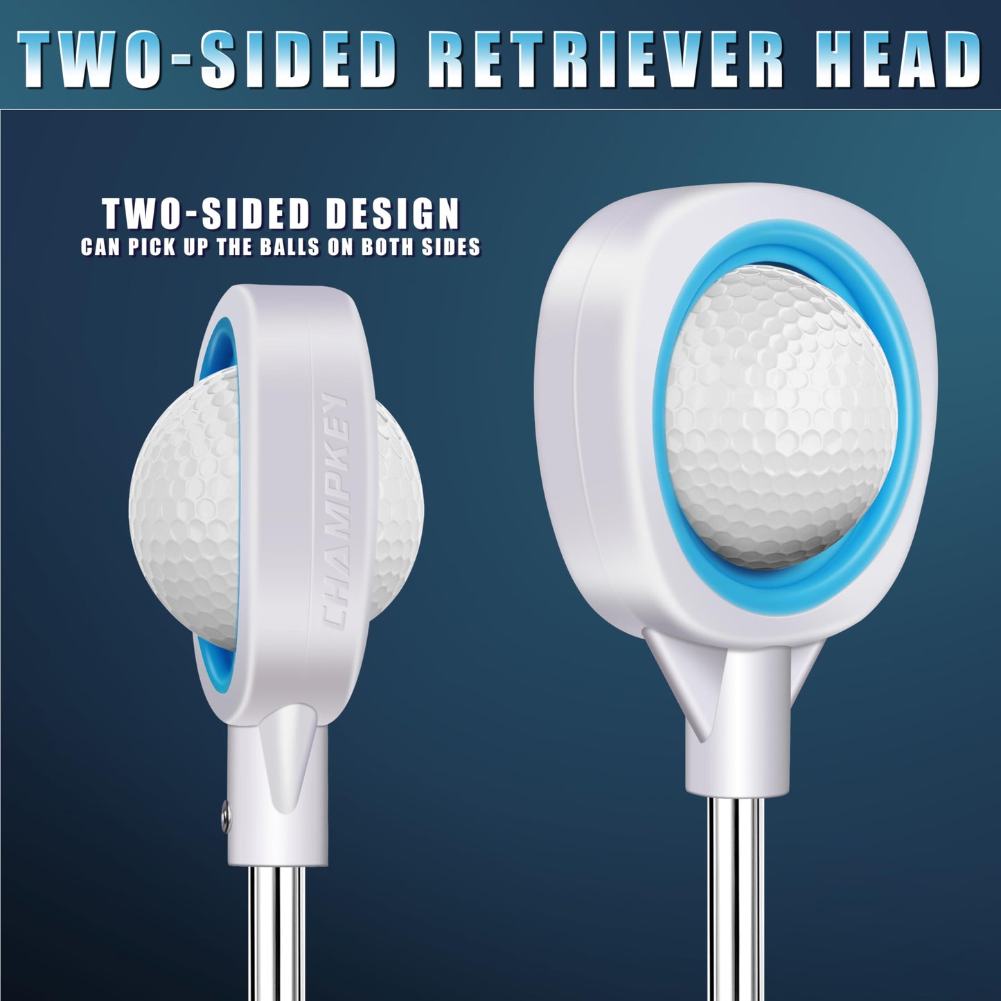 CHAMPKEY Golf Ball Retriever - Premium Stainless Steel Telescopic Golf Ball Picker