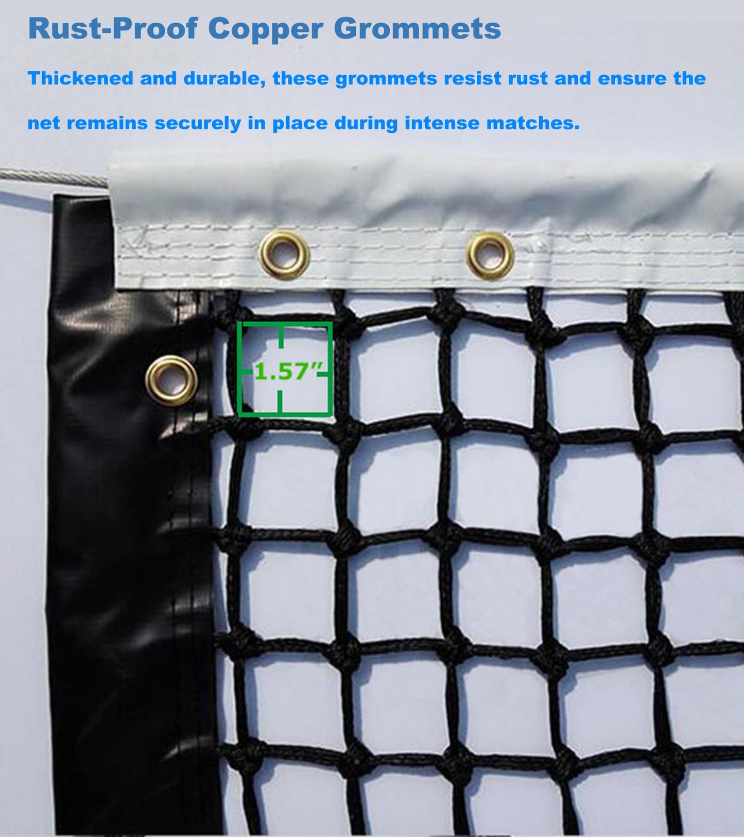 PreAsion 42FT Professional Tennis Net - 12.7m x 1.07m, Heavy-Duty Nylon & PE Construction, UV-Resistant, with Galvanized Steel Rope & Copper Grommets for Indoor/Outdoor Tennis Courts