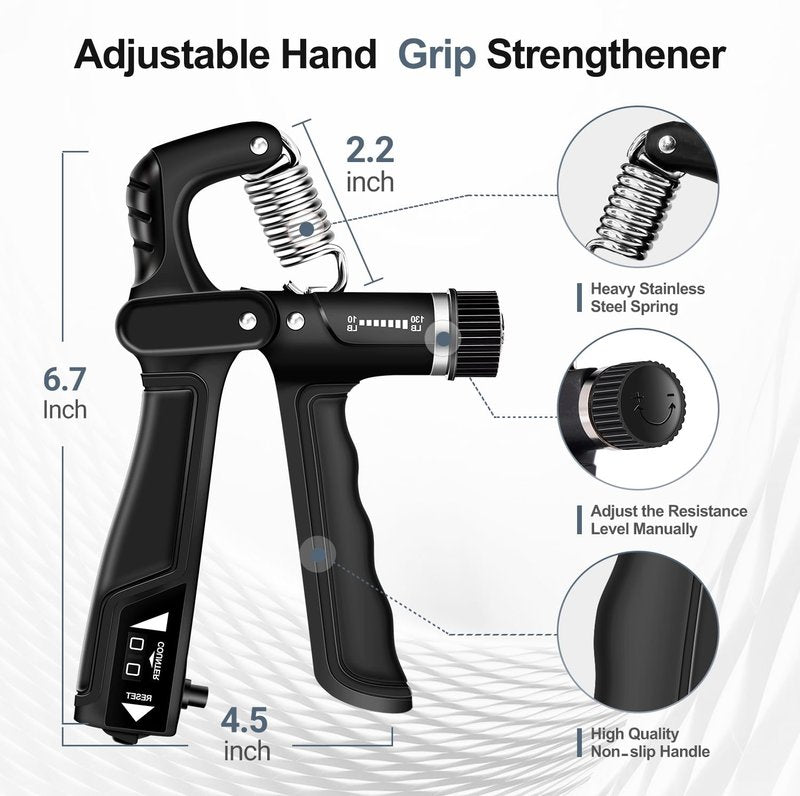 WATMAID Grip Strength Trainer Kits (5 Pack), Forearm Strengthener with Adjustable Resistance, Grip Strength Tester, Finger Strengthener, Hand Gripper Strengthener for Muscle Building Injury Recover