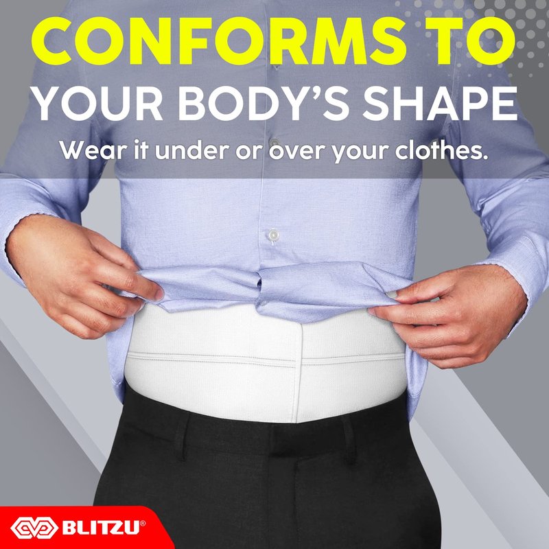 BLITZU 9", 3 Panel Abdominal Binder for Post Surgery Recovery, Postpartum Belly, Compression Wrap Support Belt for Hernia, C-Section, Stabilize Core, Prevent Injury and Improve Muscle Tone S-M White