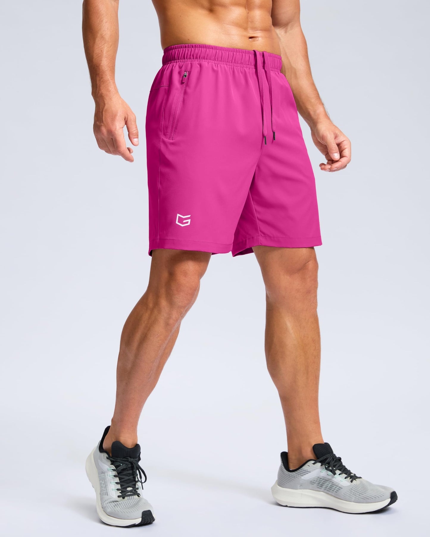 G Gradual Men's Athletic Running Shorts with Zipper Pockets Quick Dry 7"/ 5"/ 9" Workout Gym Shorts for Basketball Hiking(Rose,7XXXL)