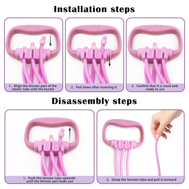 VKSG Resistance Bands with Handles for Women 15-90LBS- 6 Tube Adjustable Silicone Exercise Bands Set for Arm Back Exercise, Stretch Bands for Yoga, Pilates, Strength Training(Pink)