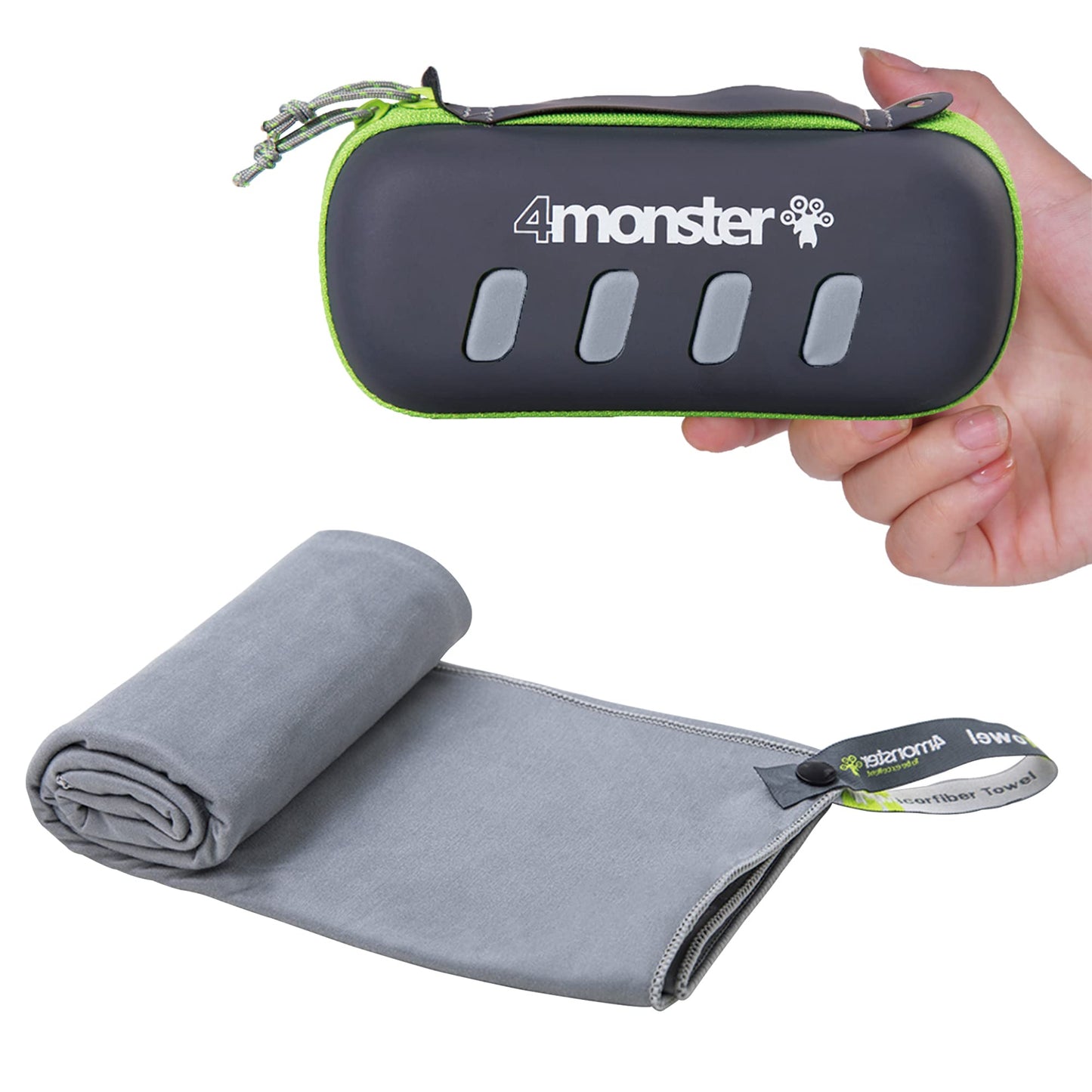 4Monster Microfiber Towel, Travel Towel, Camping Towel, Fast Drying, Soft Light Weight, Suitable for Gym, Beach, Swimming, Backpacking and More (Grey, Medium (24 x 48 inches))