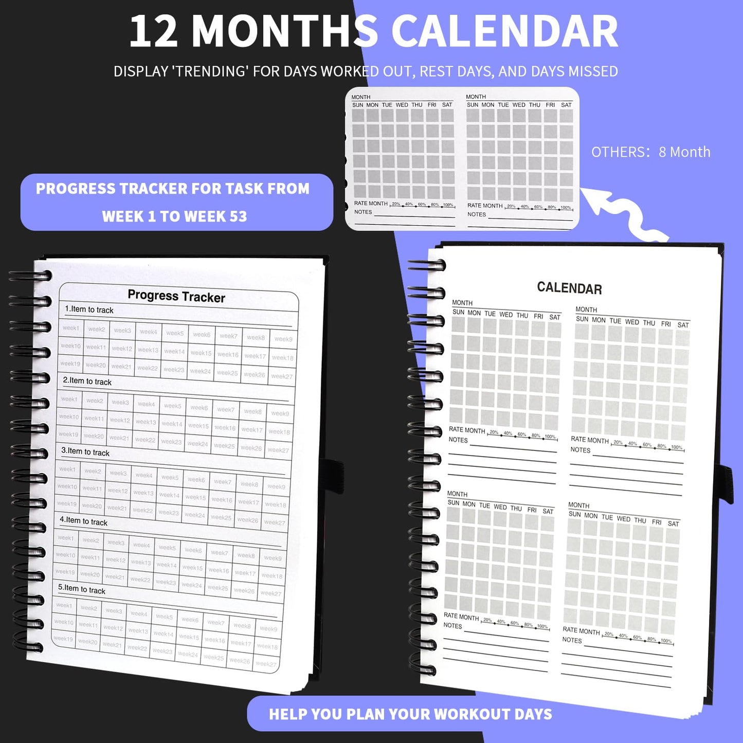 Fitness Journal and Workout Planner for Women & Men - Workout Log Book for Track Progress, Weight Loss - Home Gym Essentials for Training Monitoring