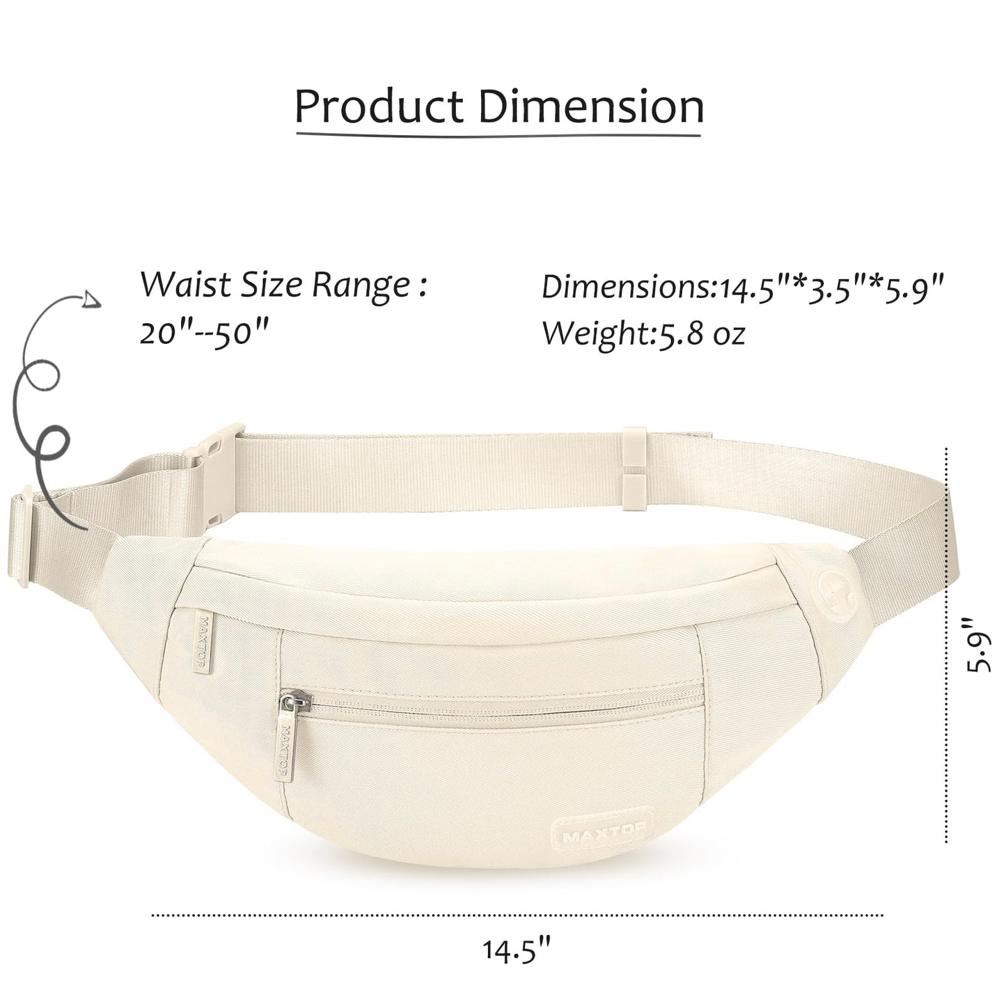 MAXTOP Large Crossbody Fanny Pack with 4-Zipper Pockets,Gifts for Enjoy Sports Festival Workout Traveling Running Casual Hands-Free Wallets Waist Pack Phone Bag Fits All Phones
