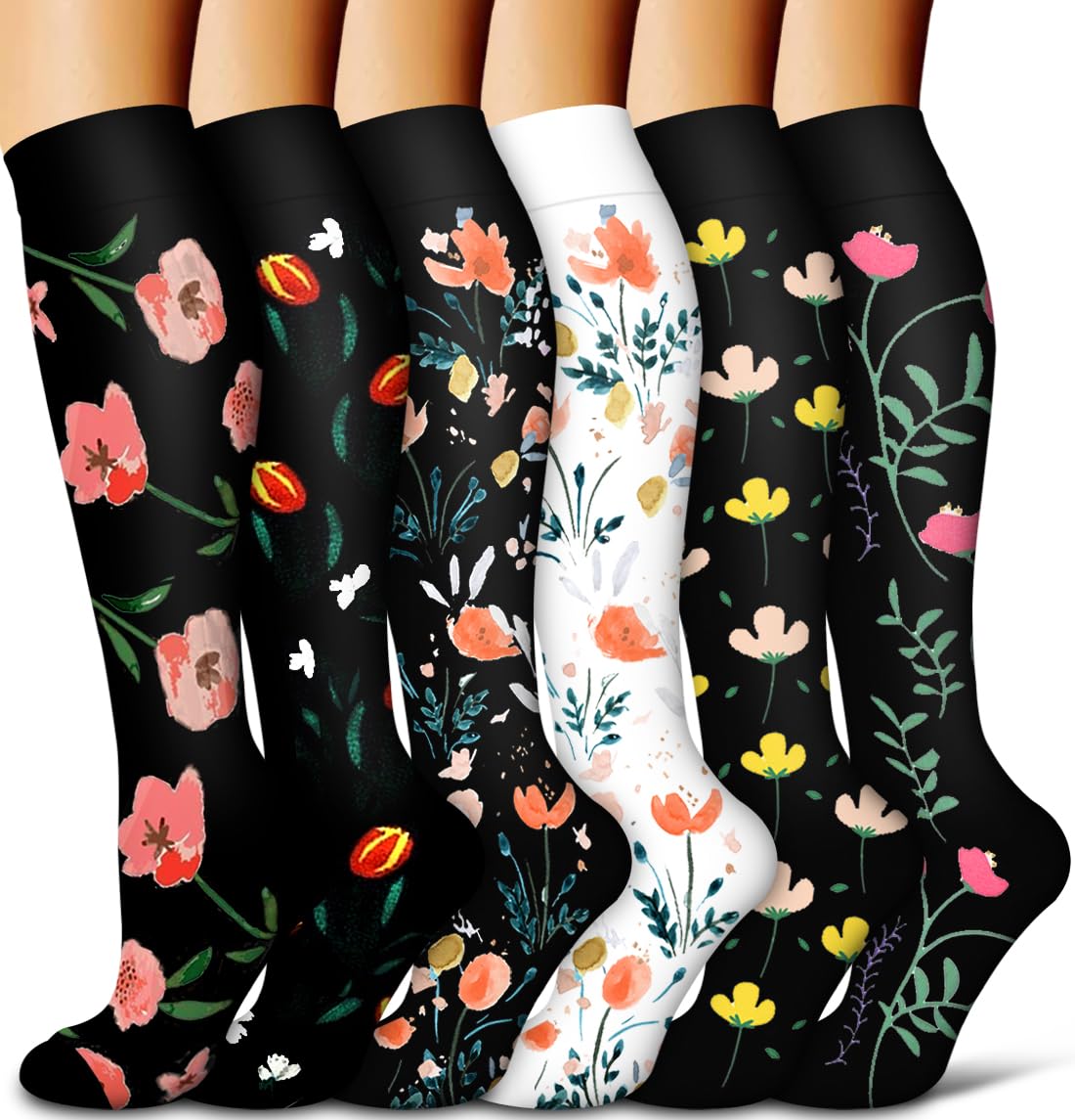 COOLOVER Copper Compression Socks for Women and Men(6 Pairs)-Best Support for Running, Athletic, Travel