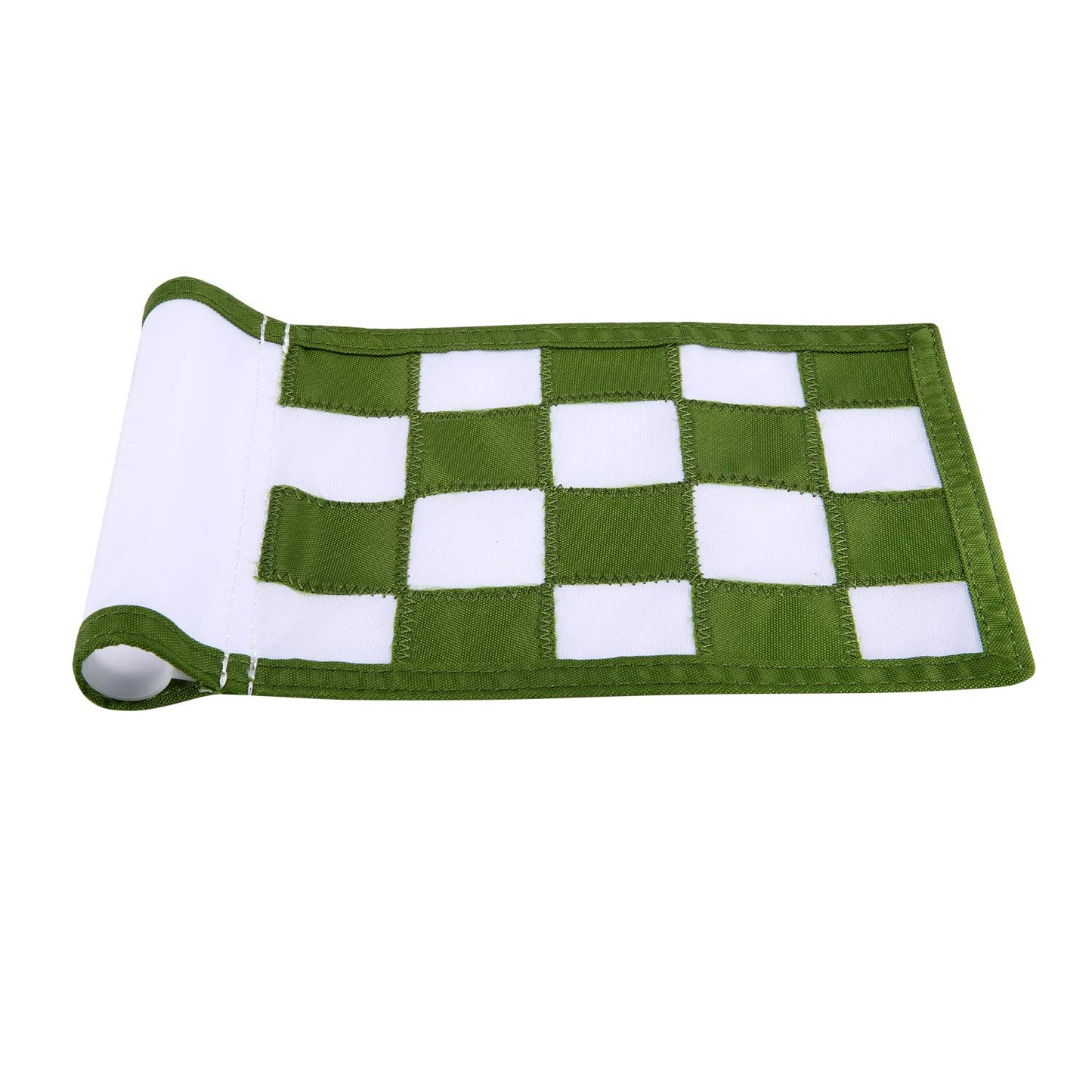 Nylon Golf Putting Green Flags - Solid & Checkered, Indoor/Outdoor, Portable Target Flags, 8.7"x6" (White-Green)