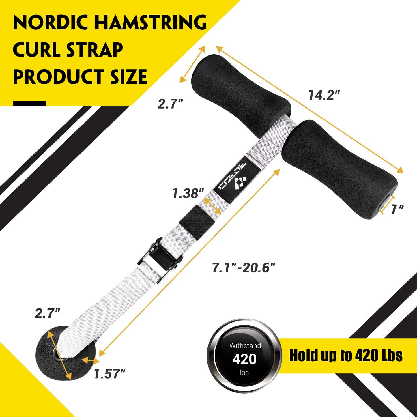 Nordic Hamstring Curl Strap, Nordic Curl Strap Holds 420 Pounds Great for Hamstring Curls, Sit-ups, Spanish Squats, Ab Workout, 5 Second Setup Nordic Curl Strap Home Fitness Equipment