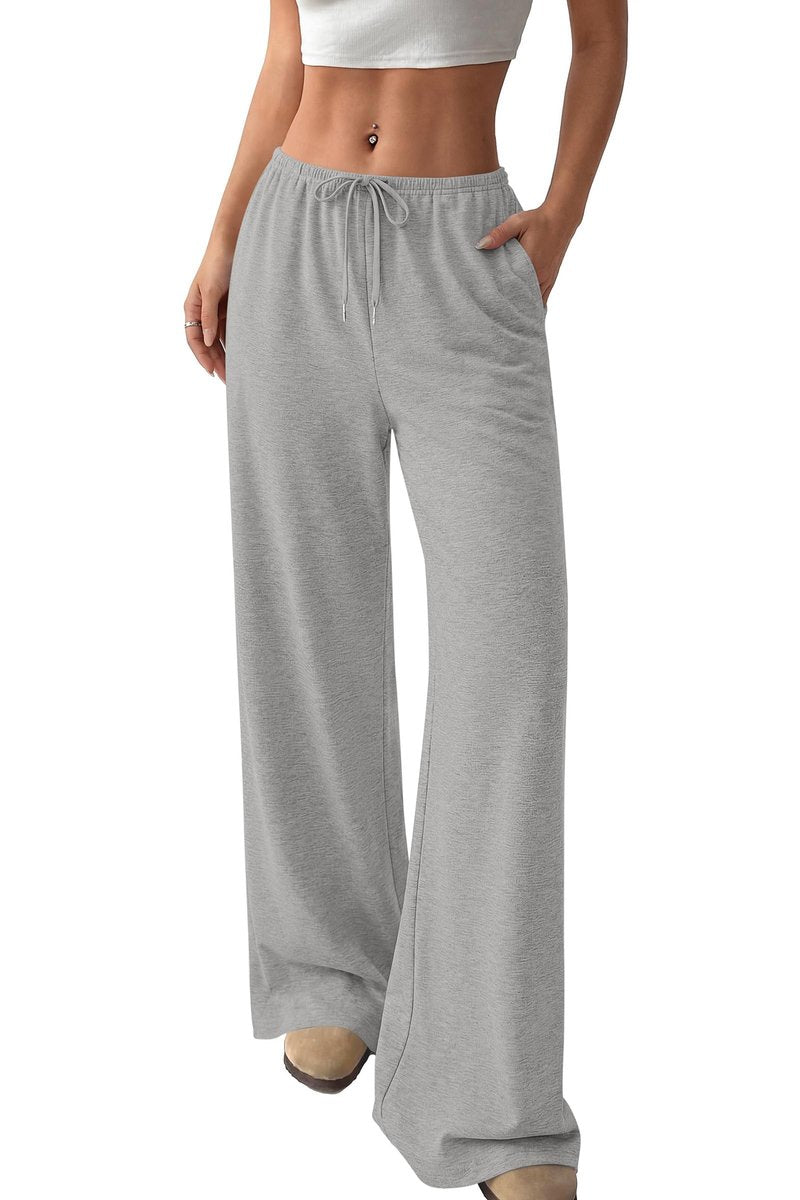 Okiwam Women's Wide Leg Sweatpants Casual Lounge Travel Pants Workout Joggers Fashion Outfits 2026 Summer Clothes-M Grey