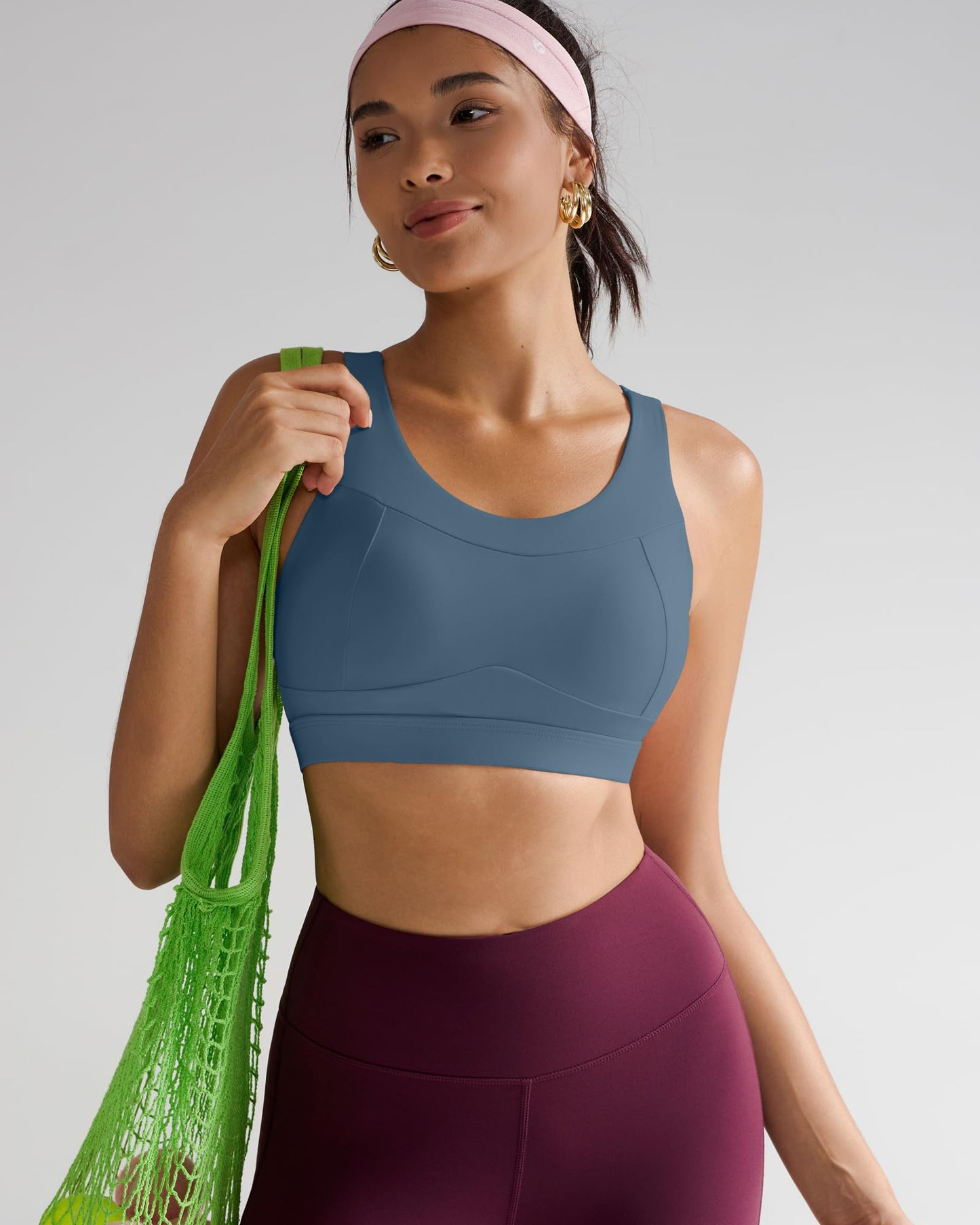 RUNNING GIRL High Impact Sports Bras for Women,Racerback Running Bra Workout Crop Tank Tops Longline Sports Bra Push up(WX2667 Navy Blue XXL)