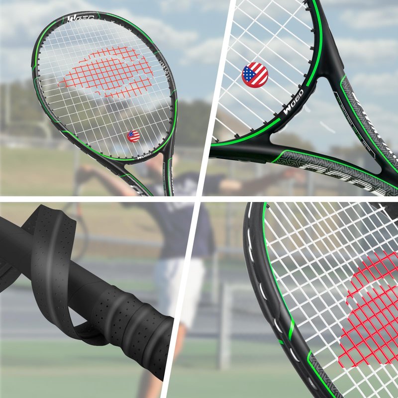 WOED BATENS Adult 2 Player Tennis Racket Perfect for Beginner and Professional Players, 27” Speed Tennis Racquet Include 2 Overgrips, Tennis Bag, 2 Vibration Dampes, 2 Covers