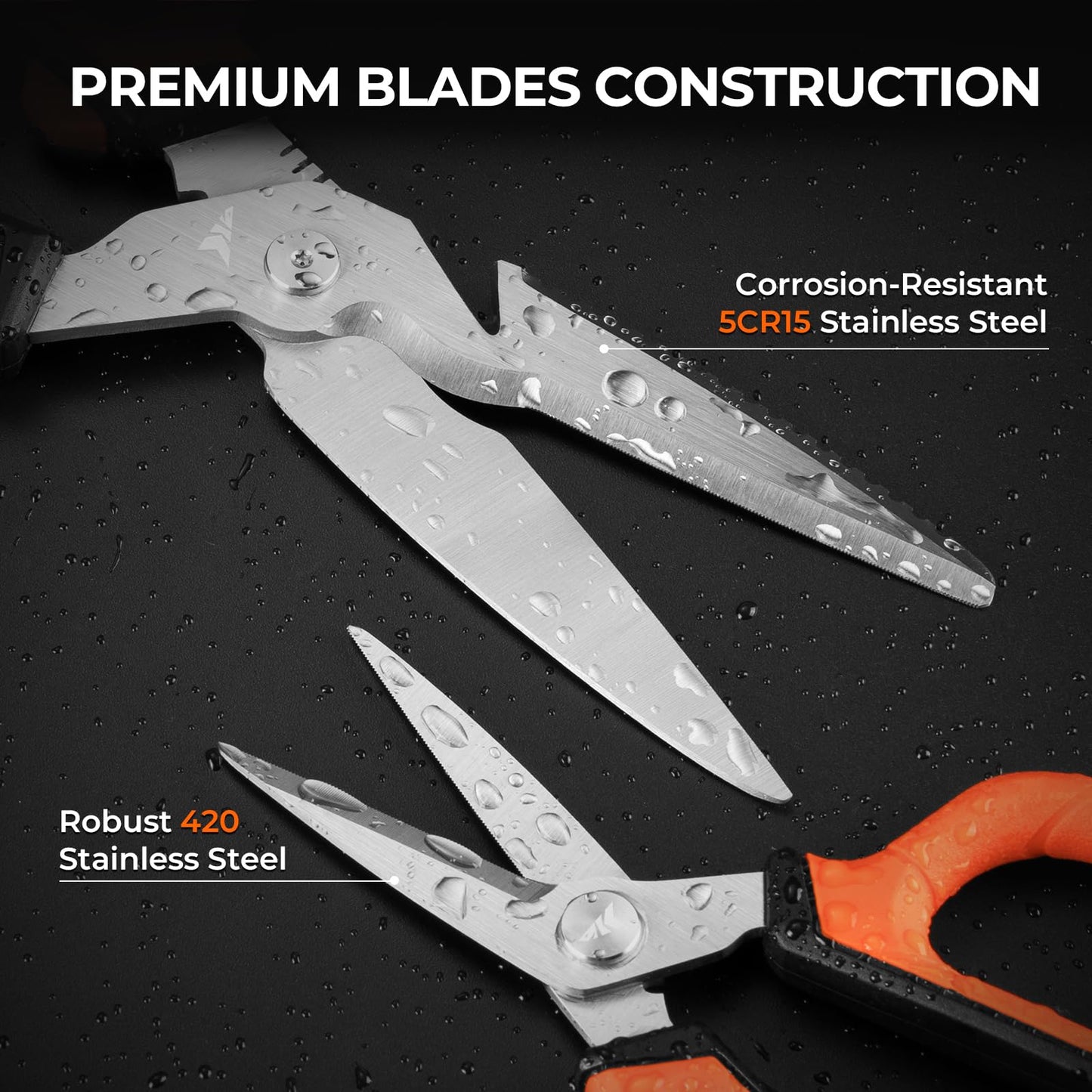 KastKing Paradox 9" & 6" Fishing Scissors - 9" Bait Shears With Sheath & Carabiner, 6" Braided Line Scissors With Stainless Steel Blades, Angler's Kit