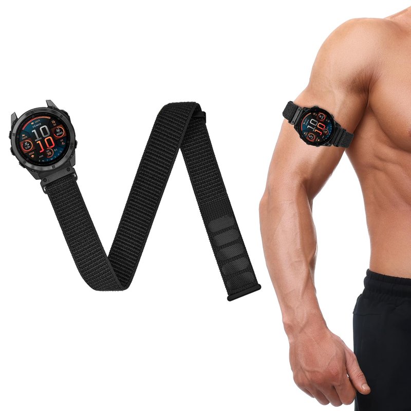 Oanux 26mm QuickFit Sports Ankle/Arm Band Compatible with Garmin Fenix 8 51mm/7X/6X/6X Pro//5X/5X Plus/3/3 HR, Soft Nylon Bicep Strap for Instinct 3 50mm Band Men Women