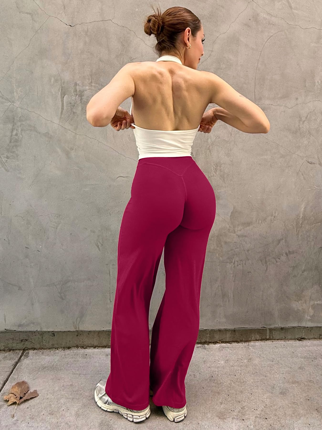 YEOREO Workout Leggings Womens No Front Seam Straight Leggings 29" High Waist Buttery Eddiy Gym Yoga Pants Ruby Red XS