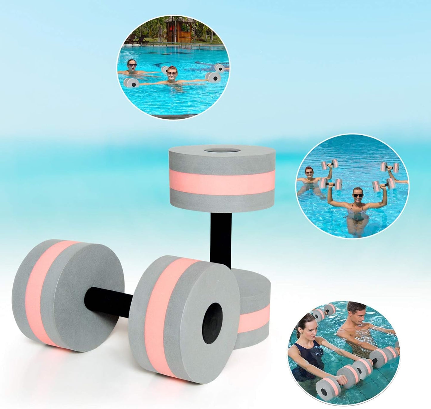 Water Dumbbells Set of 2 - High-Density EVA Foam for Pool Resistance Training | Ideal for Water Aerobics