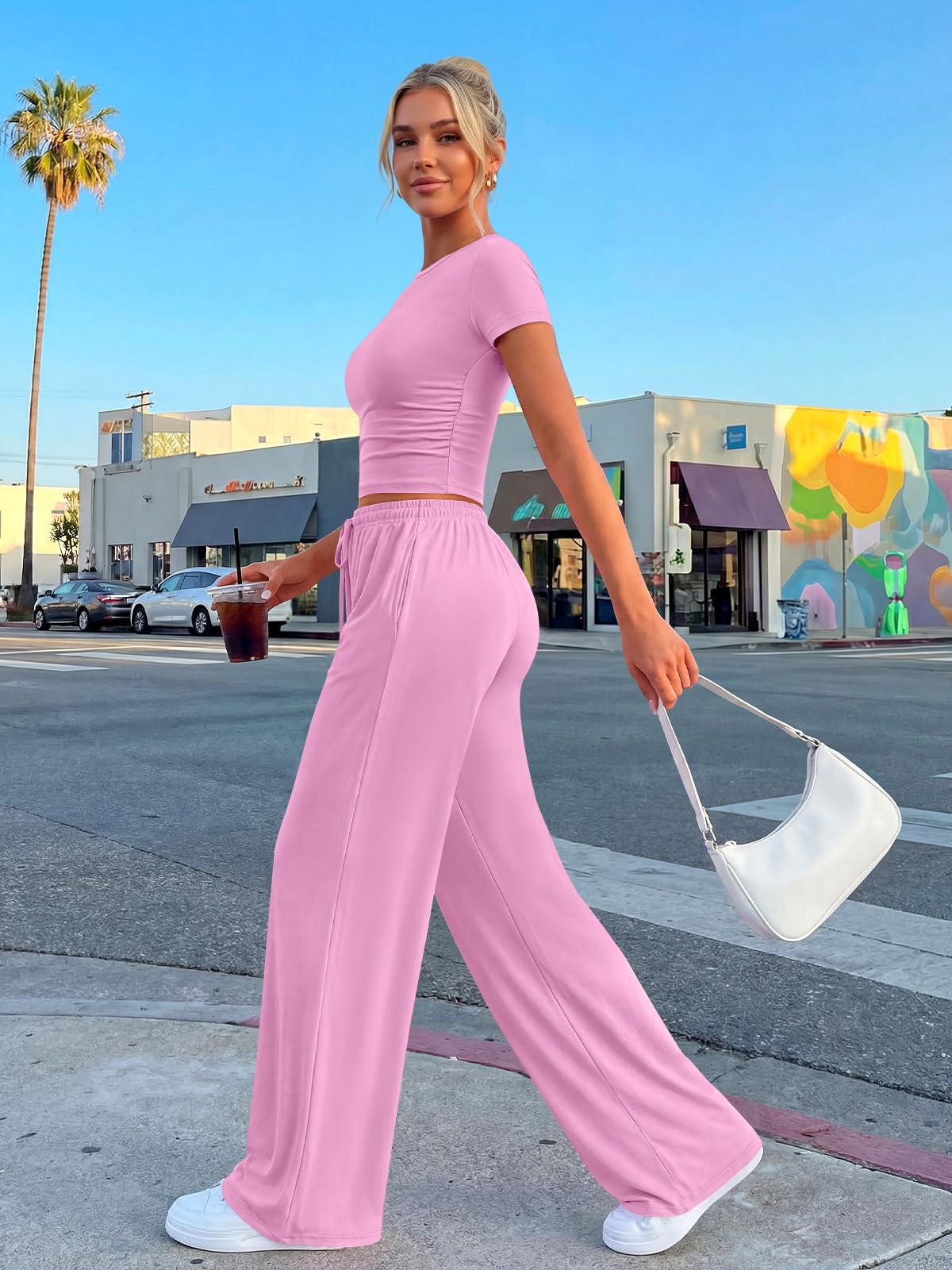 Trendy Queen Womens 2 Two Piece Set 2026 Summer Workout Vacation Gym Clothes Spring Fashion Lounge Matching Airport Travel Outfit Resort Wear Fitness Athleisure Clothing