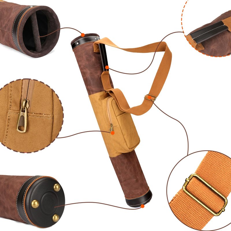 TOURBON Canvas Leather Golf Carry Bag Driving Range Mini Course Training Practice Golf Club Case