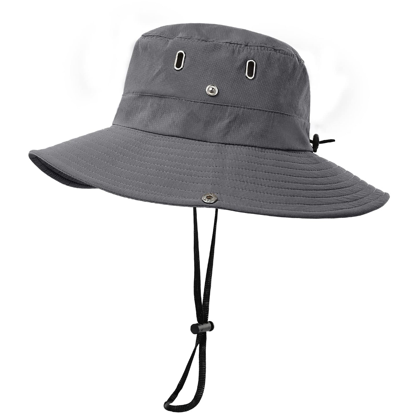 Surblue Boonie Sun Hat Wide Brim Fishing Hat with String UPF 50+ UV Protection Safari Cap Portable Bucket Hat for Men Women, Grey