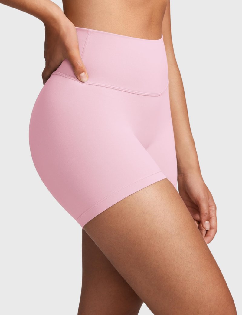INGIA Womens High Waist No Front Seam Biker Shorts 4 Inches Running Volleyball Spandex Yoga Gym Workouts Milk Pink Small
