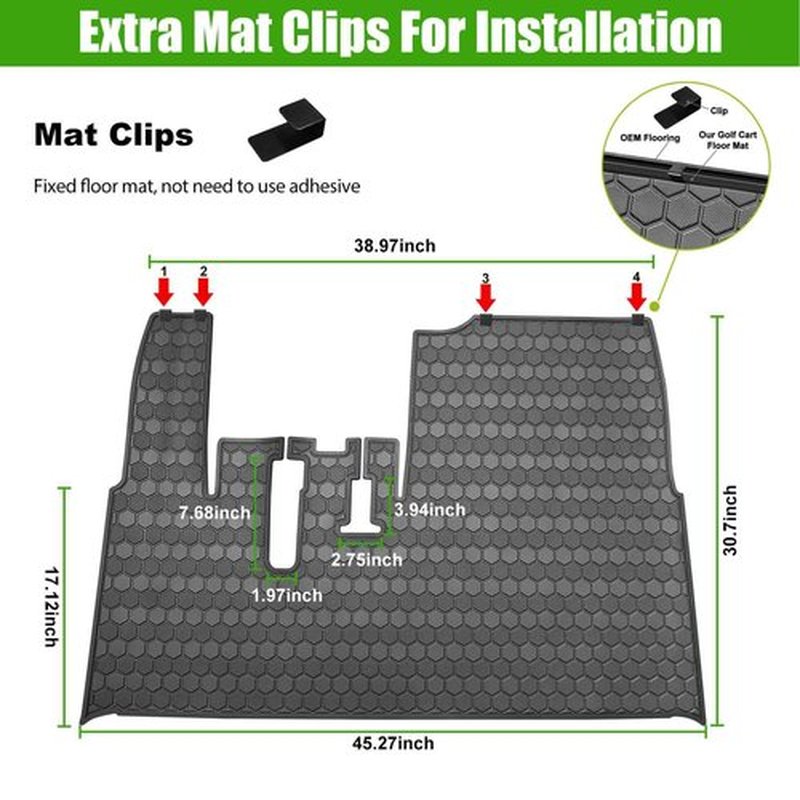 Yamaha Drive G29 Golf Cart Full Coverage Floor Liner Mat, Only Fits Yamaha Drive (Gen1), G29, YDR, Adventurer (2007-2016), Upgraded Non-Slip, 8MM Thick Rubber Floor Mats, Black Trim