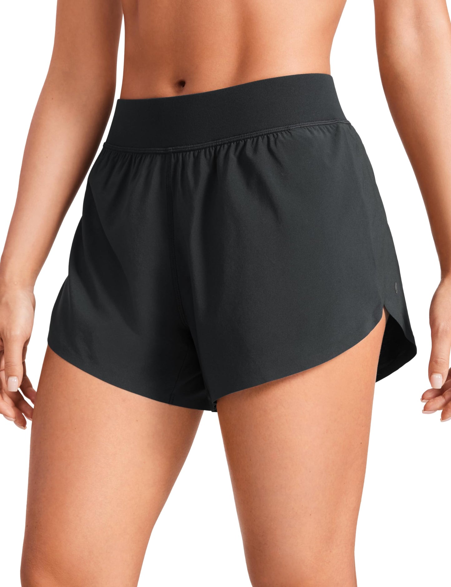 CRZ YOGA Mid Waisted Split Running Shorts 4" Mint Moment Small
