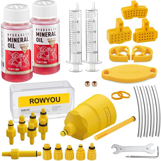 Brake Bleed Kit for Shimano, TEKTRO, TRP Hydraulic Disc Brakes, Brake Fluid Bleeder Kit for MTB/Road, with Performance Mineral Oil Brake Fluid 120ml/4oz, Professional Brake Bleed Kit